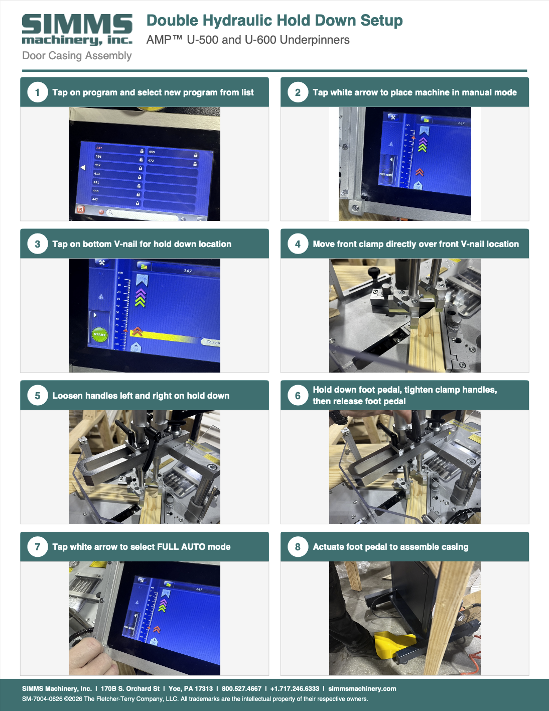 aDouble Hydraulic Hold Down Setup Instructions